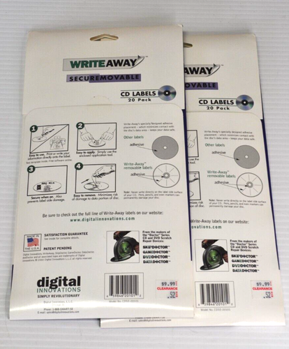 Lot of 2 Digital Innovations Writeaway CD Labels total of 40 - Picture 2 of 2