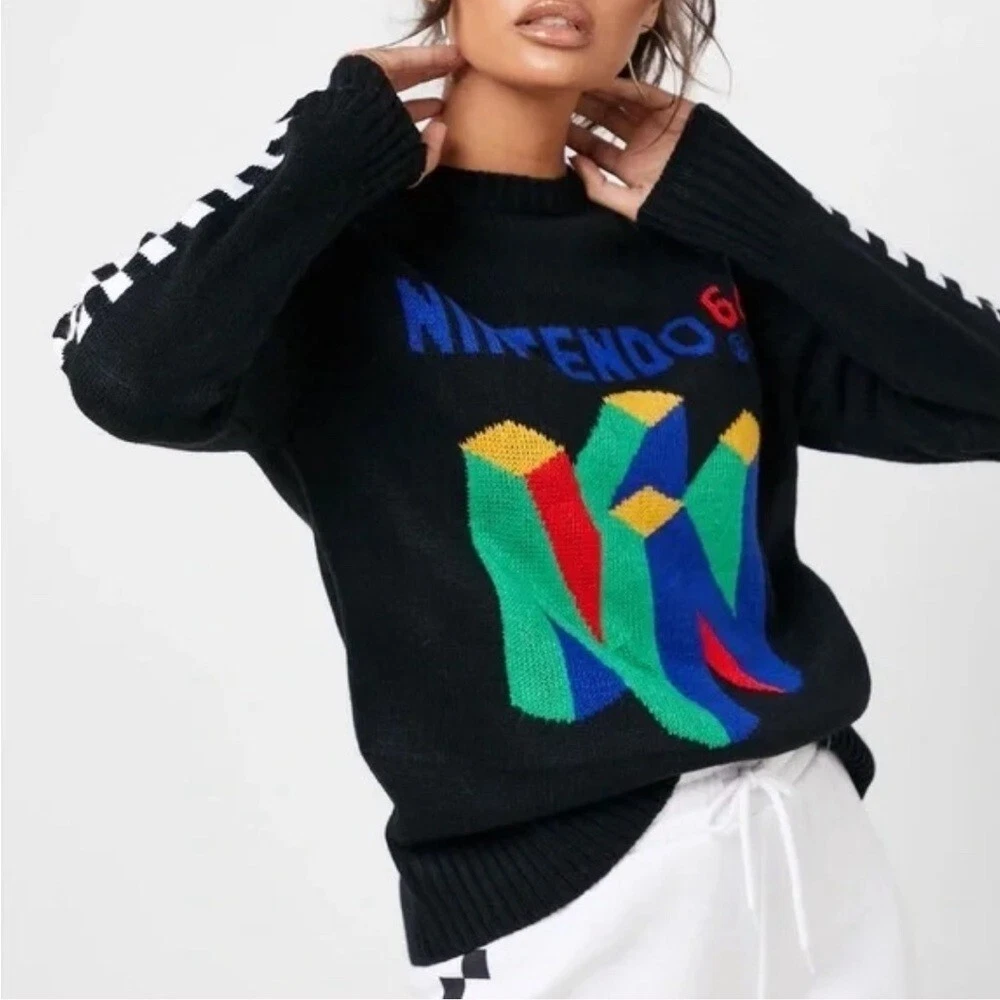 FOREVER 21 Nintendo 64 black graphic sweater size small