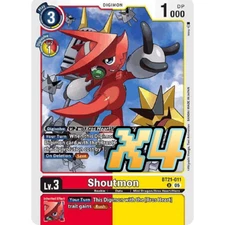 4X Shoutmon BT21-011 Uncommon World Convergence NM Digimon Card Game