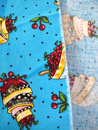 Mary Engelbreit Blue Bowls & Cherries Sewing Fabric 18" L x 23 1/2" W From 2010 - Picture 3 of 5