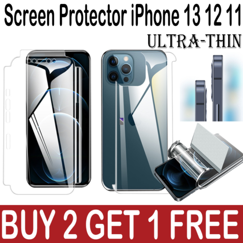 Screen Protector Front & Back Phone Film HD For iPhone 13 12 11 Pro Max Mini US - Picture 1 of 13