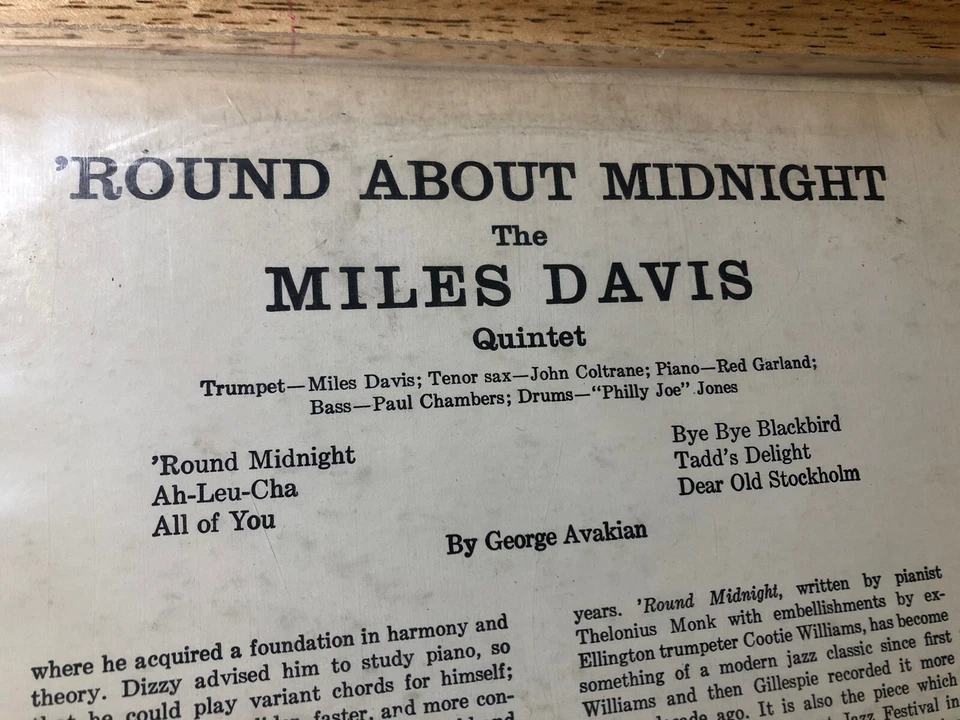 MILES DAVIS QUINTET LP 'ROUND ABOUT MIDNIGHT 2-EYE MONO VG+ JOHN COLTRANE - Image 4 of 4