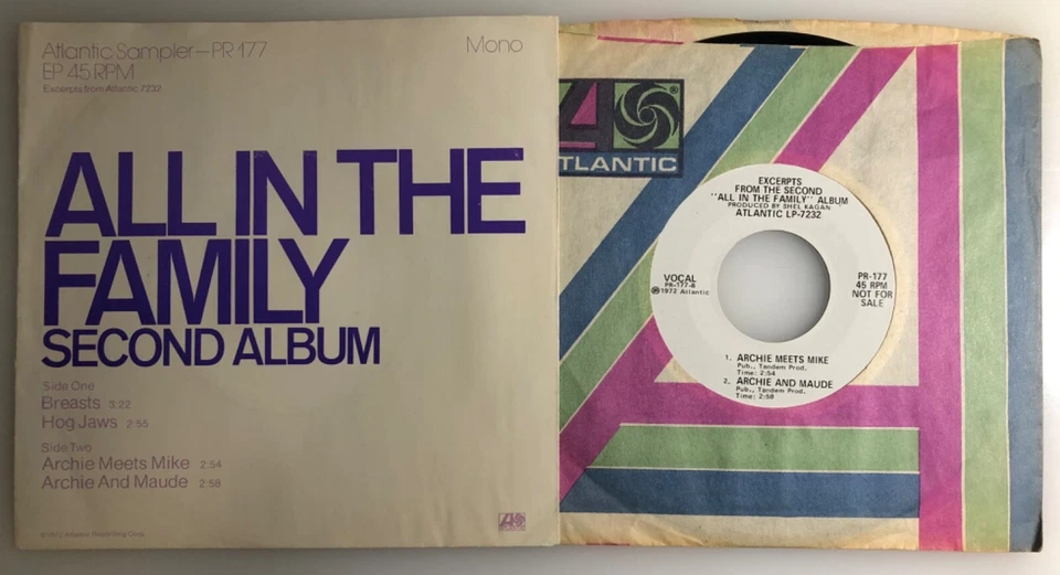 All In The Family / Breasts, Hog Jowls, Archie Meets Mike / 1972 Sampler 45 / NM - Image 2 of 4