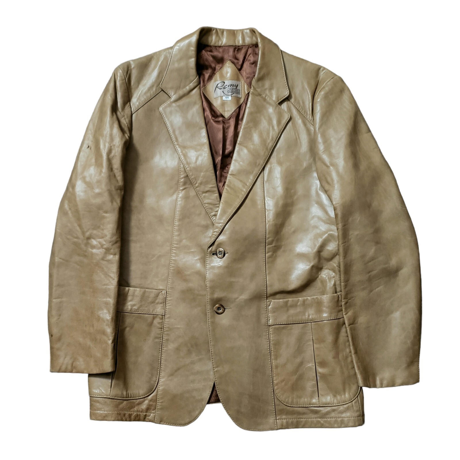 Remy Lambskin Leather Blazer Mens 44 R Black Made in USA Sport Coat