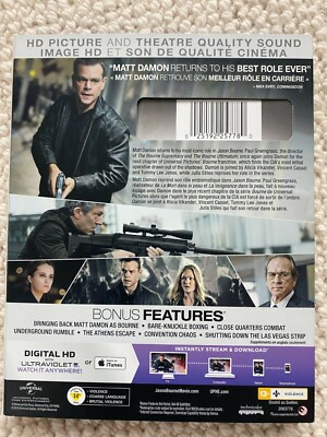 Jason Bourne Blu-ray + DVD + Digital HD New Sealed w/ Slipcase