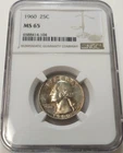 1960 WASHINGTON 25c QUARTER NGC MS65 #6588414-104