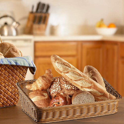 Hand-woven Storage Basket Rattan Storage Tray Wicker Basket Bread Storage Basket - Picture 5 of 8