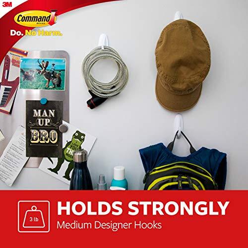 Medium Designer Hooks, White, 9-Hooks, 12-Strips, Organize, Decorate Damage-Free - Picture 10 of 11