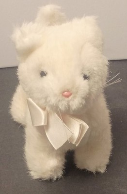 Dakin & Co San Francisco Plush Bianca Kitty Cat 6  White Pink Bow Vintage 1986