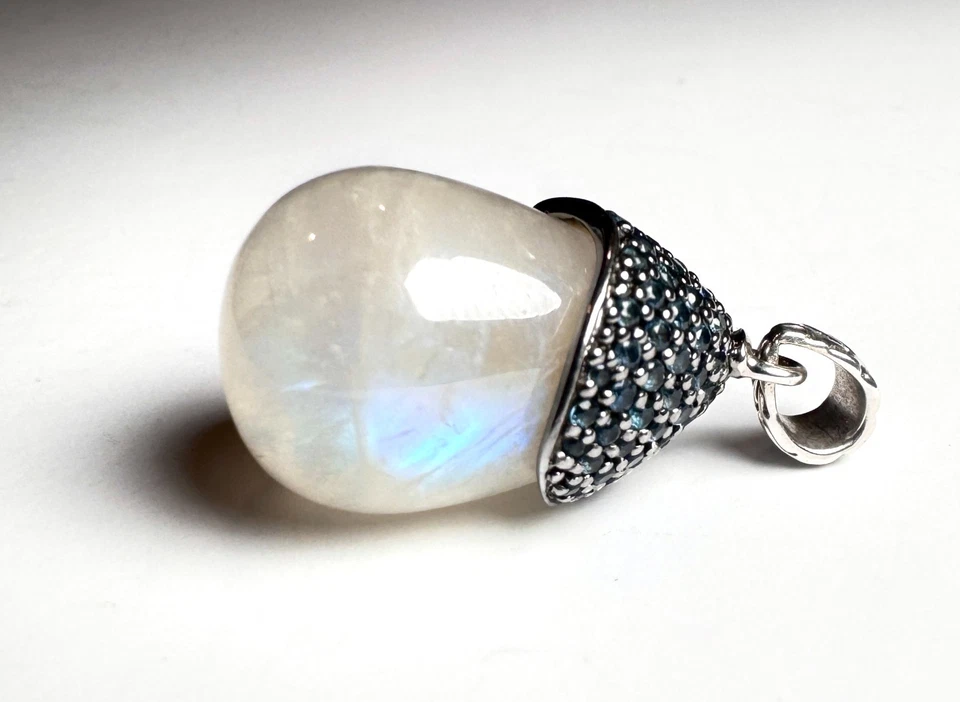 John Hardy Labradorite Moonstone & Sapphire Celestial Orb Pendant - RARE - Image 2 of 4