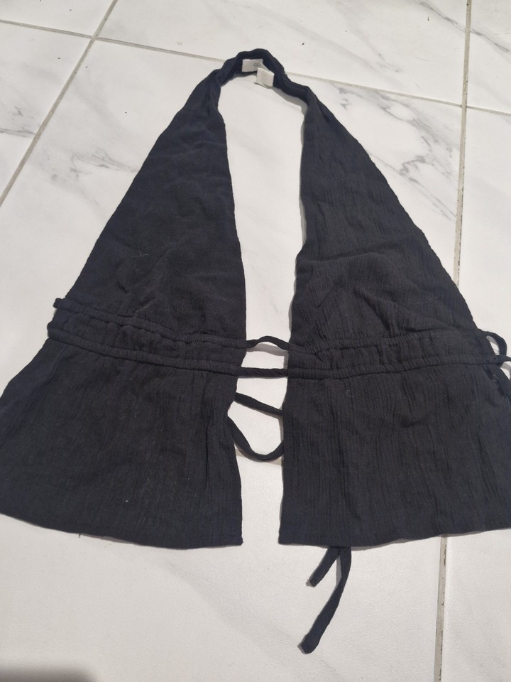 Glassons Black Halter Tie up back Cropped Backless Sleeveless Top Size 10