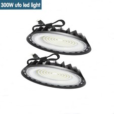 2 Pack 300W UFO Led High Bay Light Factory Commercial Industrial Warehouse 6000K