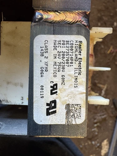 Trane Basler Transformer BE27357007 PRI 200/230 SEC 24V 75 VA 