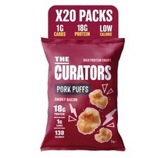 High Protein Pork Puffs, Smoky Bacon, 25g (20 Packs) 18g Protein Low Carb Keto …
