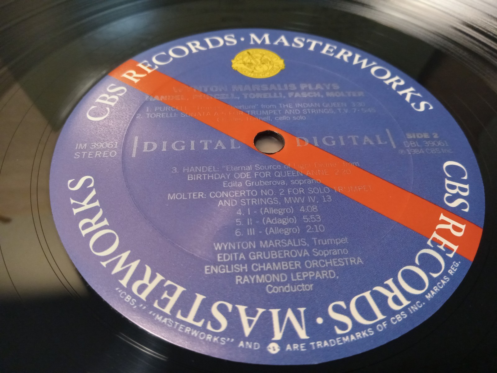 WYNTON MARSALIS Plays Handel Purcell Torelli Fasch Molter, LP NM Digital Stereo 