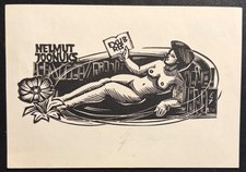 Exlibris Erotik  f&uuml;r Helmut Joonuks  von ERHARD ZIEROLD 1986 DDR signiert