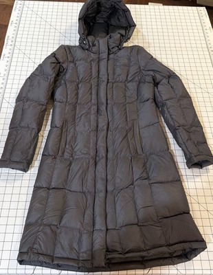 The North Face 600 Fill Down Parka Long Puffer Coat Sz Small Gray Hooded Quilted