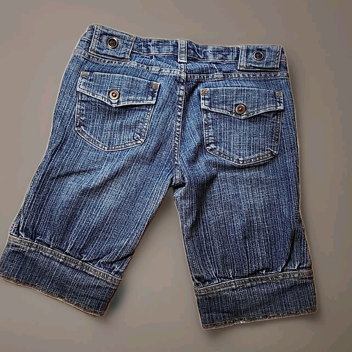 BUBBLEGUM USA Denim Blue Jean Shorts Low Rise Sz 11/12 Slit Hems