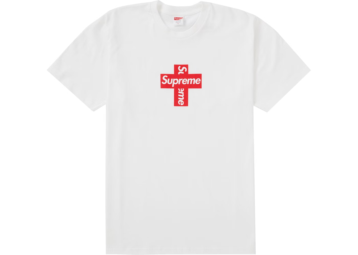 Supreme Cross Box Logo Tee Black White Navy Natural Size Medium