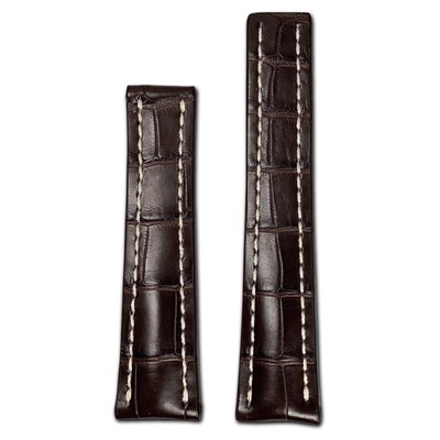 Genuine Alligator Watch Band | Mocha | Aero | For Breitling Deploy