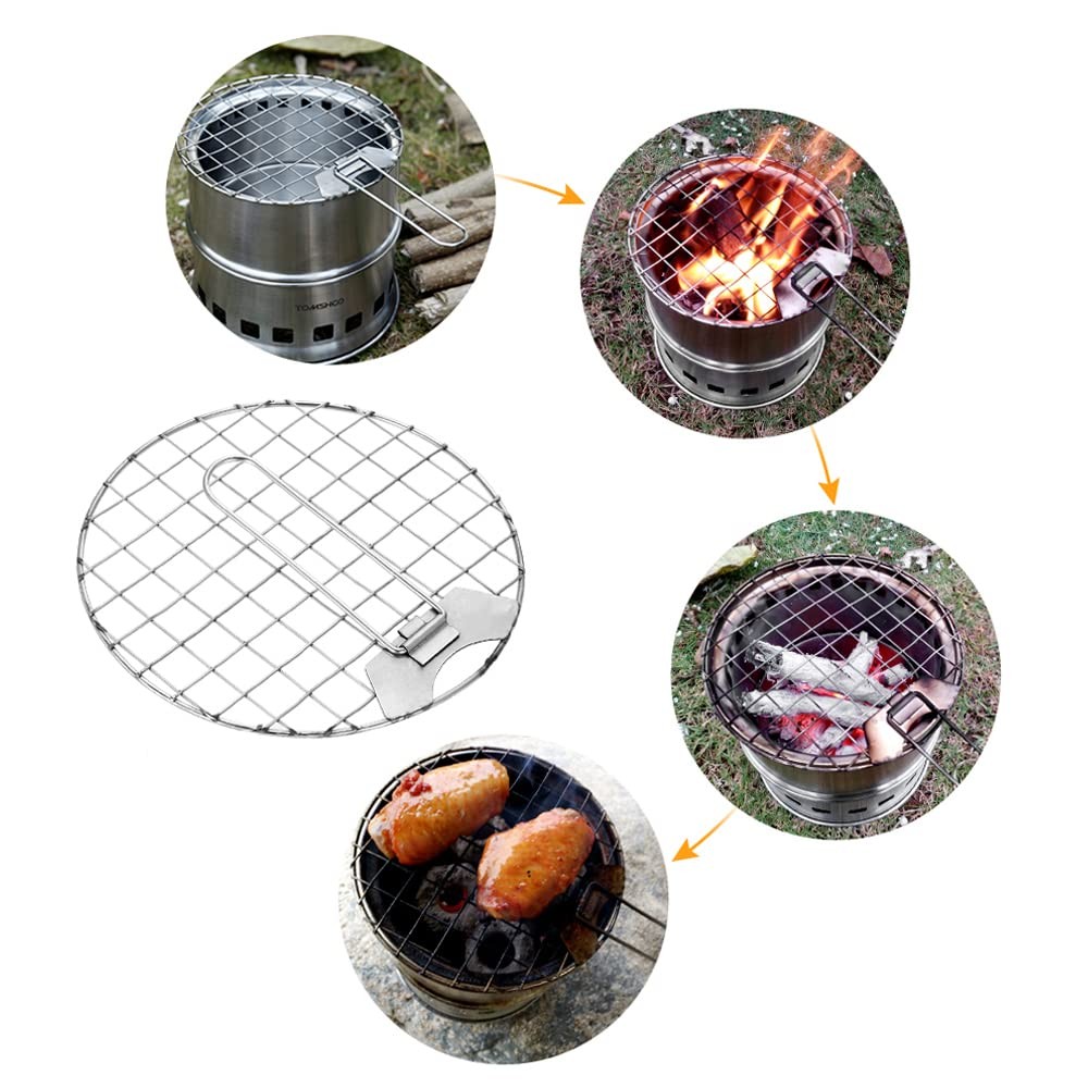 TOMSHOO Camping Stove, Portable Folding Windproof Wood B, Stainless Steel 