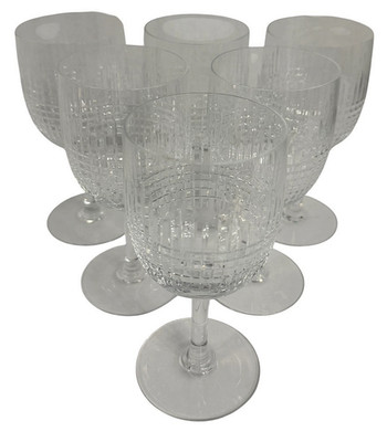 BACCARAT CRYSTAL NANCY PATTERN WATER GOBLET SET OF 6 SIGNED