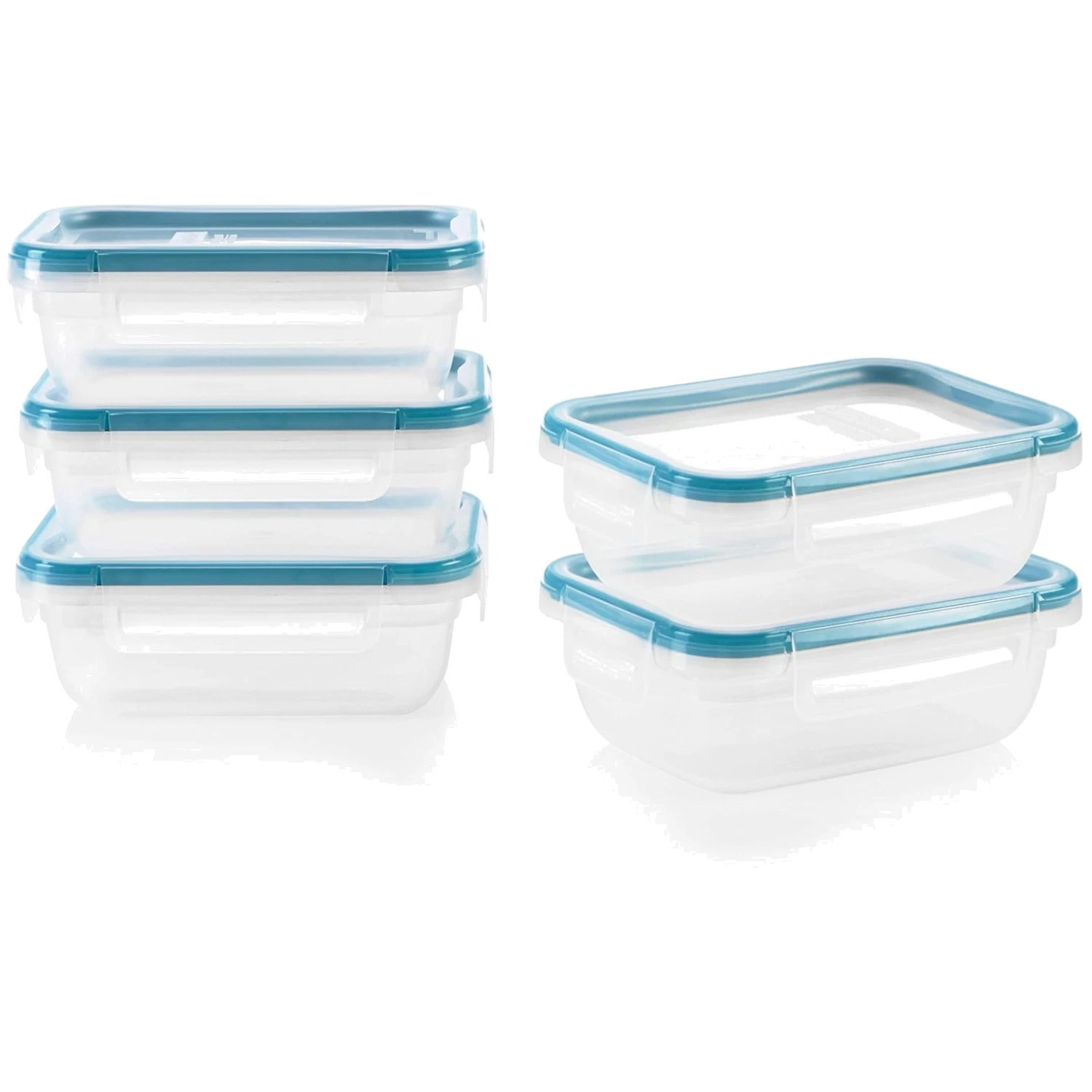 Plastic Food Storage Set - 5-Pack Rectangular Containers