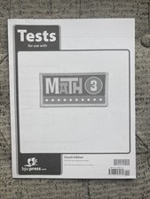 BJU Homeschool Math 3 Tests - New Unused - 3r...