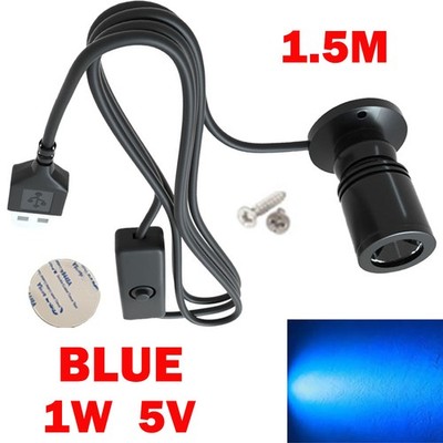 1W Blue LED Spotlight USB DC5V Mini Lamp Downlight For Showcase Jewelry Shop Bar