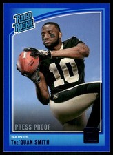 2018 Donruss Press Proof Blue #325 Tre'Quan Smith Rookie RC Saints football card. rookie card picture