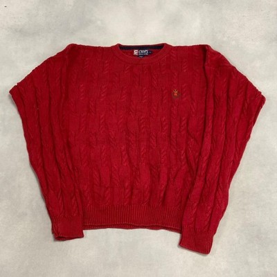 Vinatge Chaps Ralph Lauren Strickpullover 90er Zopfmuster Grobstrick Herren