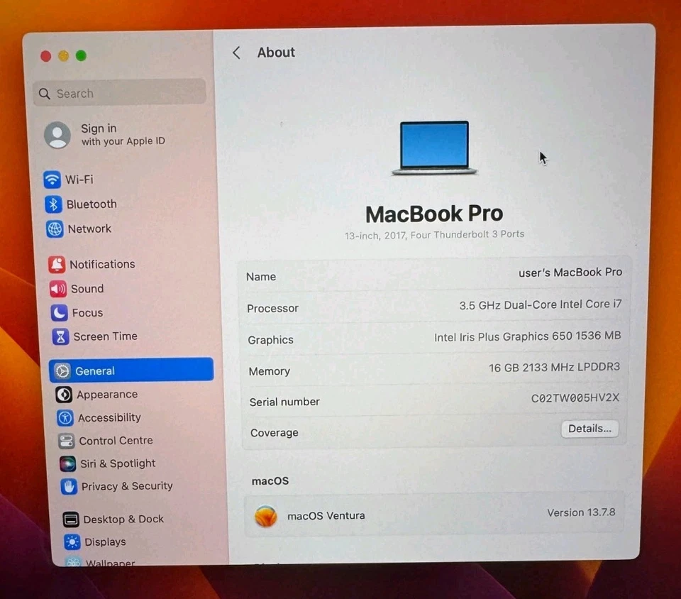 Apple MacBook Pro 13" 2017 · i7 · 16GB · 1TB, photo 3 of 5