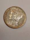 1942 Winged Liberty Mercury Dime 10c 90% Silver US Coin Brilliant Uncirculated