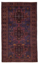 Vintage Geometric Area Rug 4'1" x 7'1" Traditional Hand-Knotted Wool Carpet