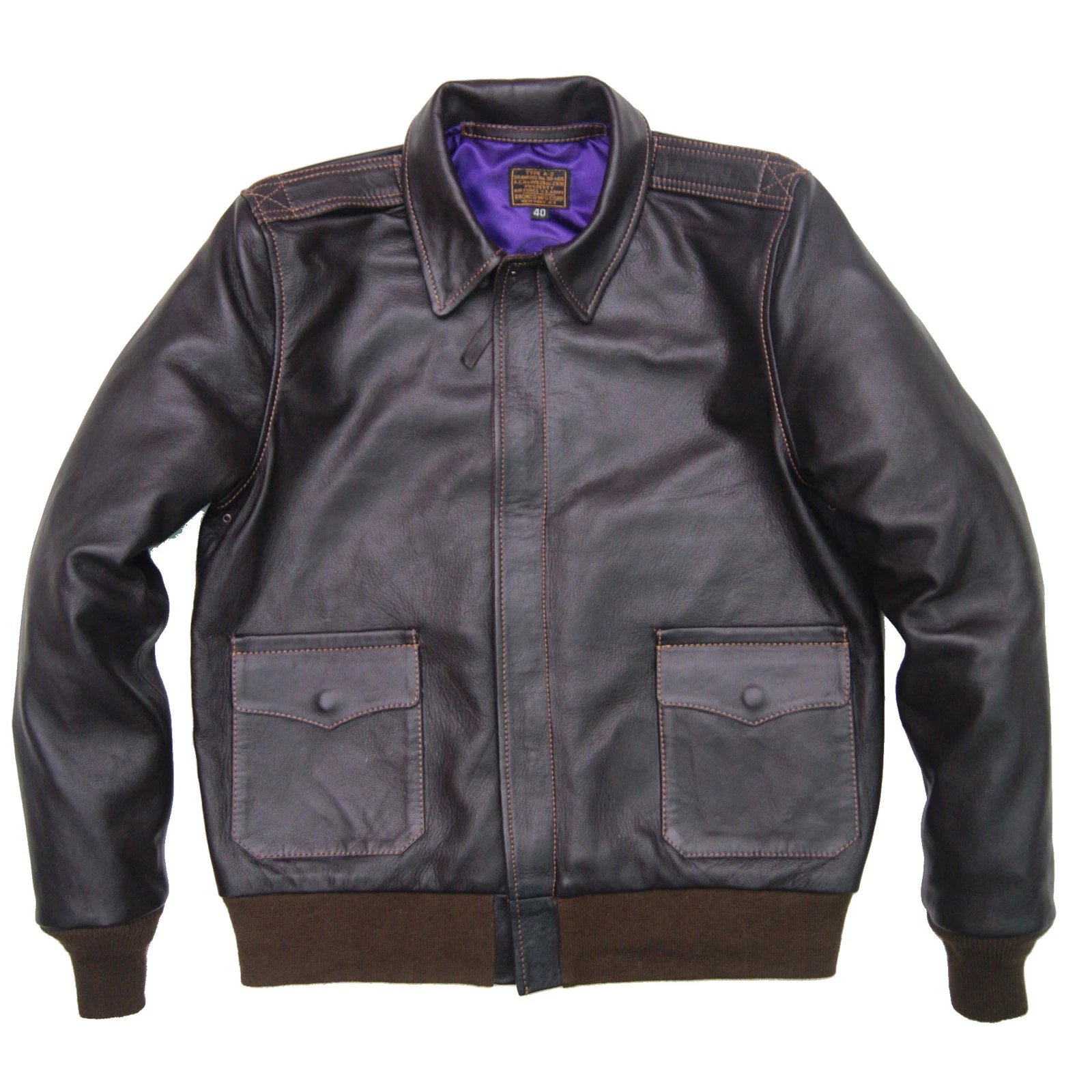 Men Type A2 Repro Military Flight Real Goatskin leather Handmade Bomber Jacket