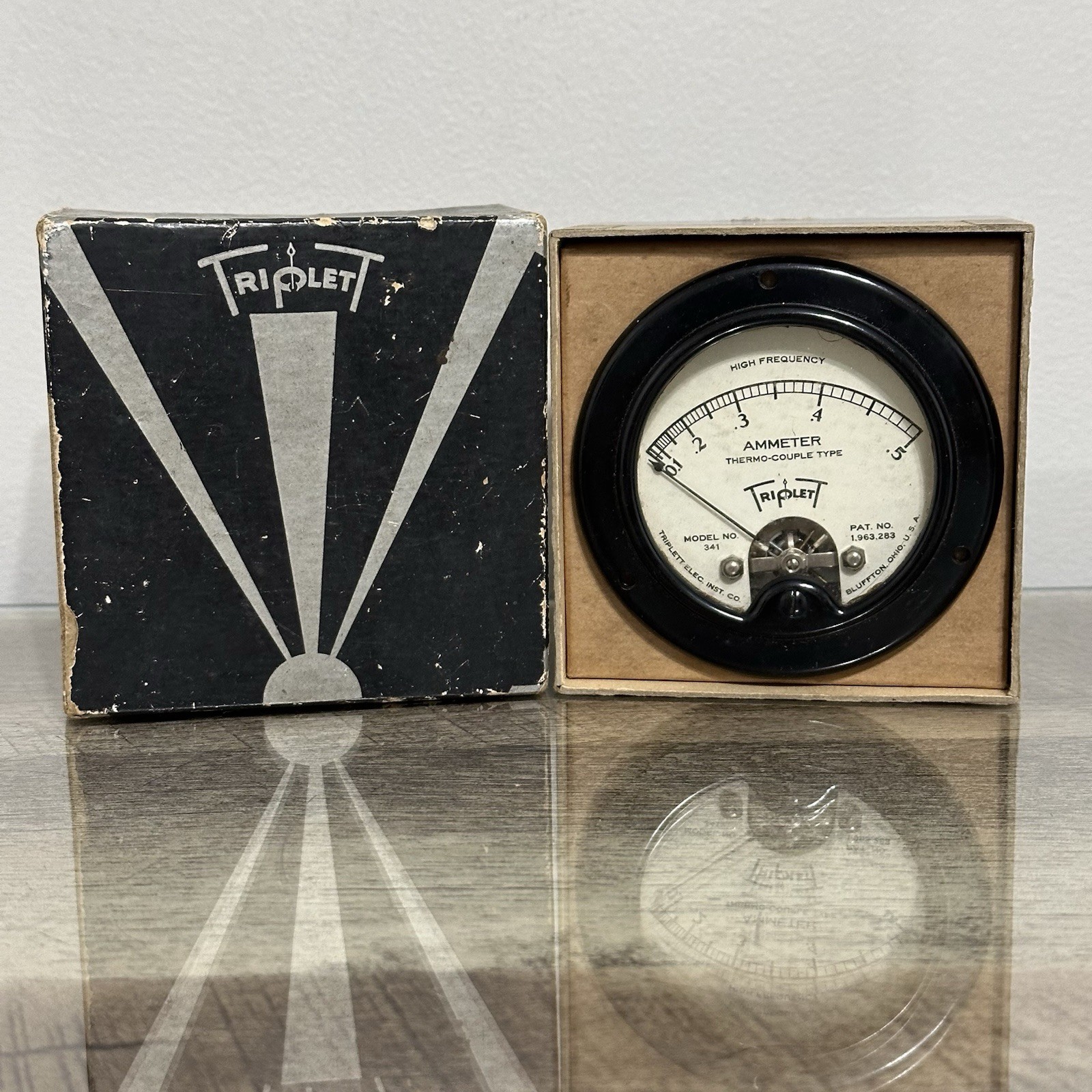 Vintage Triplett 341 RF Ammeter 0-0.5 High Frequency Panel Meter Tested w/Box
