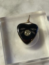 Antique Victorian Whitney Jet Heart Mourning Pendant For Necklace