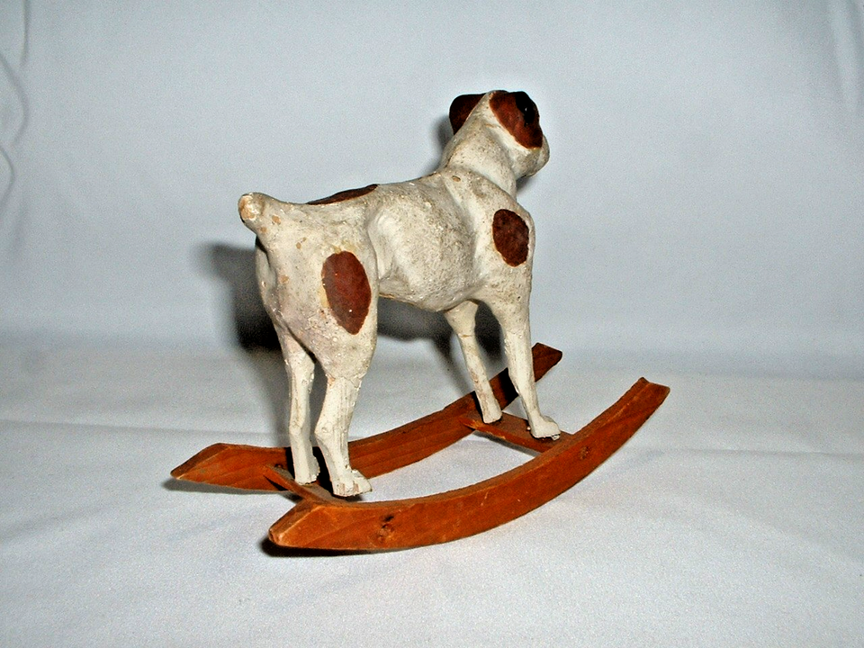 Curated visual reference: Composition Dangerous For Dog Cancer Reference: German Composition Christmas Putz Stick Leg Rocking Dog Toy