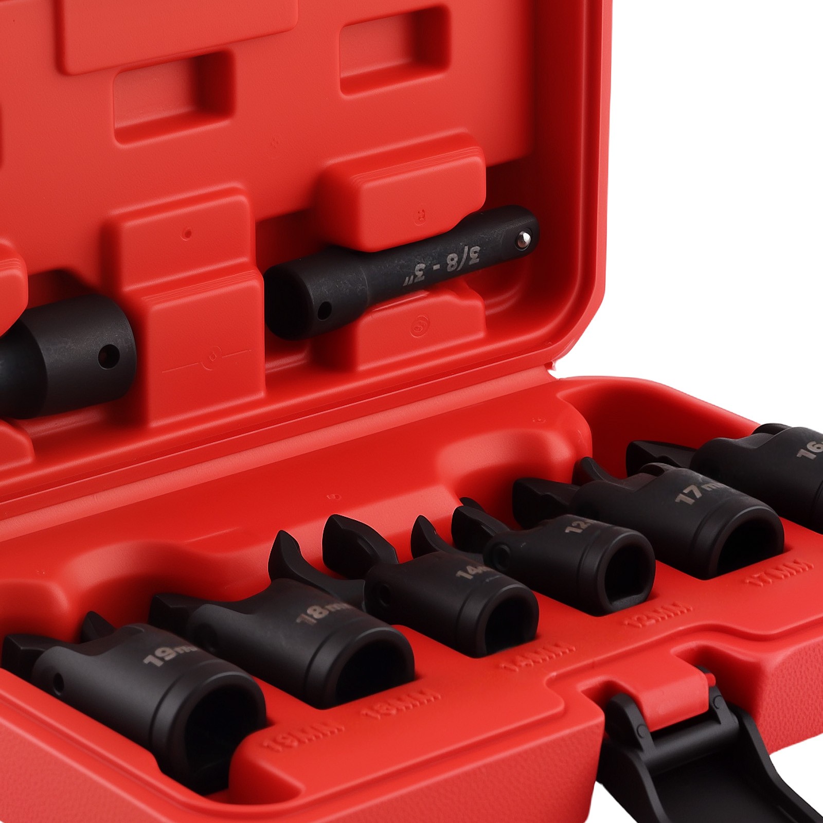 Crow Foot Wrench Set 12-19mm Flare Nut Line Wrench for Brake Fuel Lines 1/2 3/8