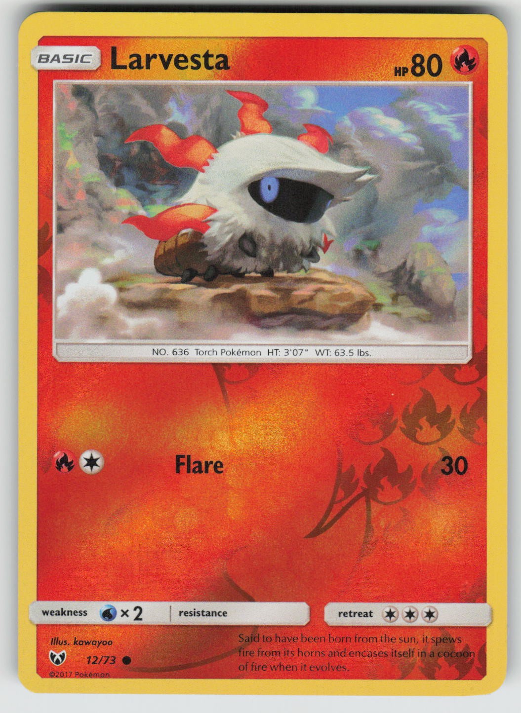 Larvesta 12/73 Common Shining Legends Pokemon Reverse Holo Near Mint
