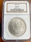 1885 P Morgan Silver Dollar $1 NGC MS65