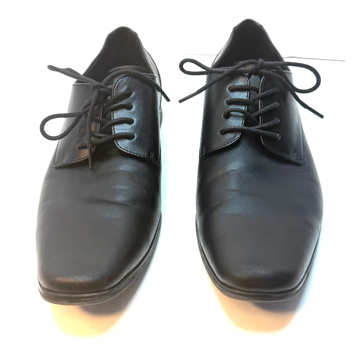 Calvin Klein Valmont Men\'s Black Leather Dress Shoes F2820/J06 US Size 10M Vintage Calvin Klein Black Leather Loafers - Square Toe  main image 4