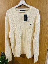 Mens NWT Polo Ralph Lauren Off-Cream Cable Knit Sweater
