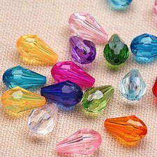 150 Mixed Colour Transparent Acrylic Faceted Teardrop Beads 8X13mm Jewelry Make