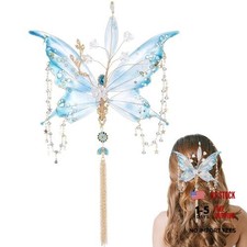 Butterfly Hair Clip - 1 Pc Fairy Hair Accessories with Tassel Butterfly Blue