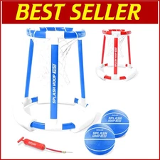 Splash Hoop 360 Floating Pool Basketball Game with Pump & 2 Balls - Red/Blue