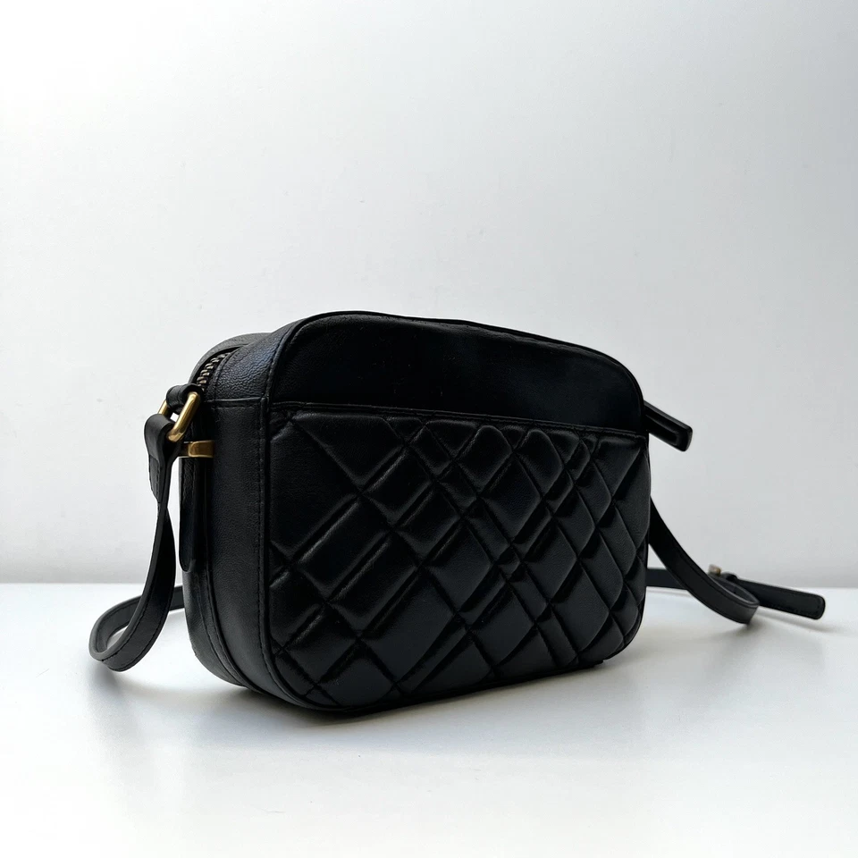 KURT GEIGER LONDON Brixton Black Quilted Leather Small Camera Crossbody Bag - Image 4 of 4