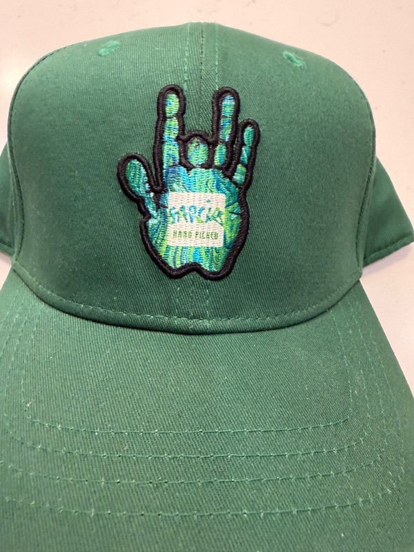 Jerry Garcia Green hat with hand print on front  & side Garcia signature on back