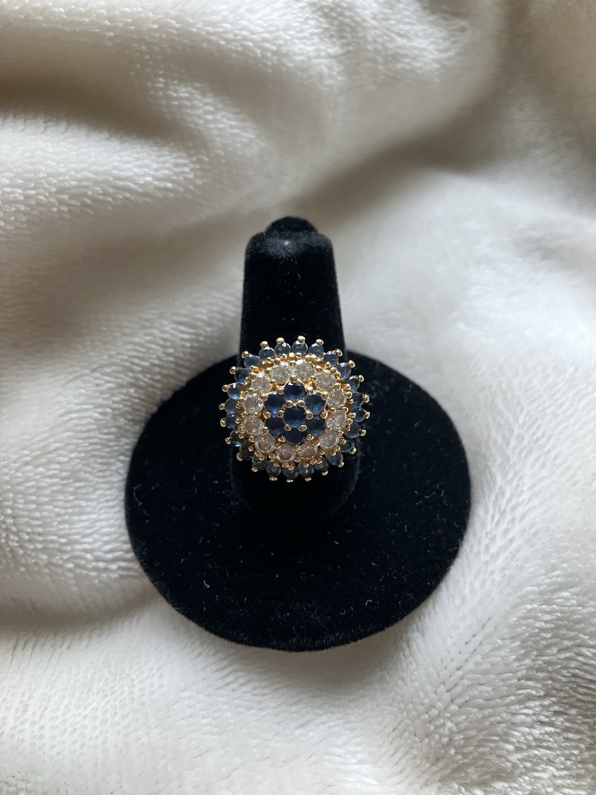 Camrose & Kross JBK Jacqueline Kennedy Vermeil Simulated Blue Sapphire Ring Sz 6