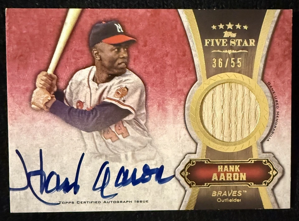 2012 Topps Five Star - Autographed Relics Hank Aaron 36/55 ON CARD AUTOGRAPH - Image 3 of 4